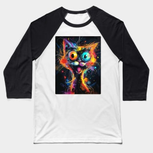 Surprised Cat Painting Colorfull Pop Art Design For Cat Onwer Baseball T-Shirt